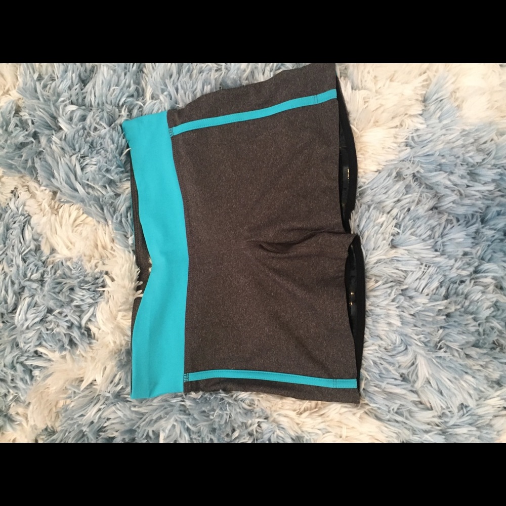 xersion gray and blue booty shorts